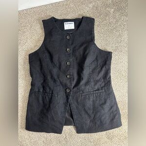 Old Navy Linen-Blend Button-Front Vest Black Button Down Sleeveless Summer Beach